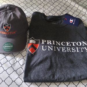 Princeton University Med Champion Tee Shirt + Grey Strapback Dad Hat NEW